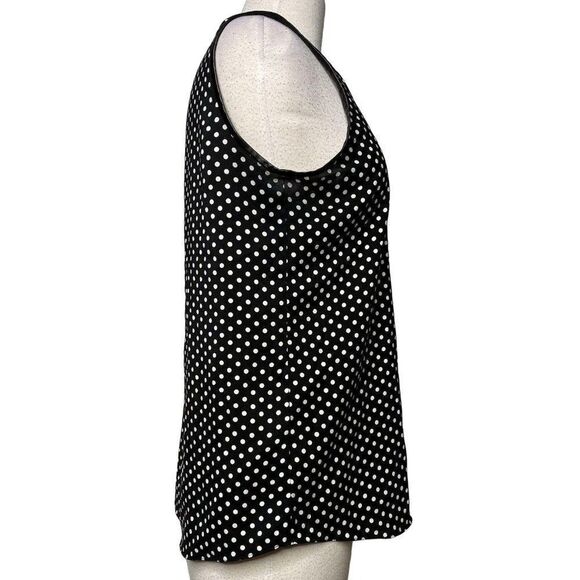 Vince Camuto Exposed Front Zipper Polka Dot Blouse Sleeveless Black White Sz S - Picture 3 of 5